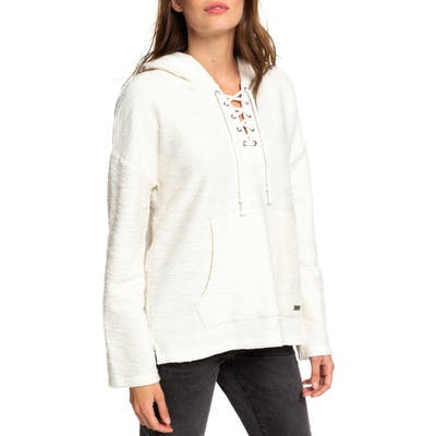 Roxy Would You Believe Lace Up Hoodie, White