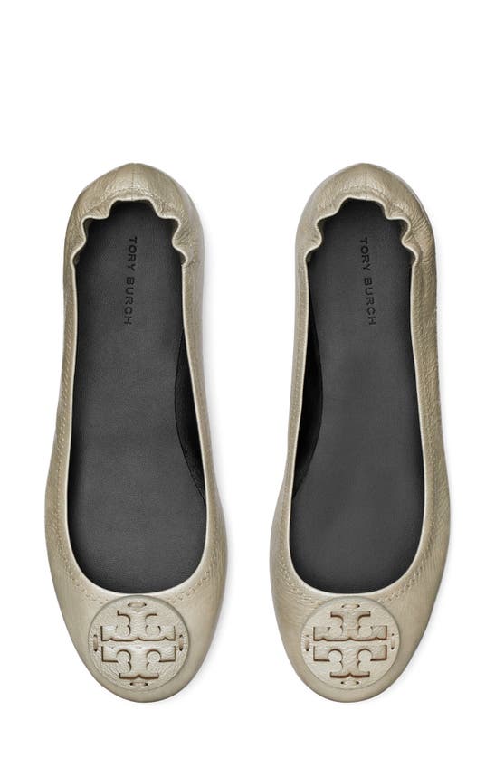 Shop Tory Burch Minnie Travel Ballet Flat In Pebble Gray