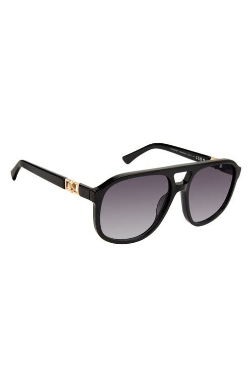 Kurt Geiger London 59mm Aviator Gradient Sunglasses In Black/smoke Gradient