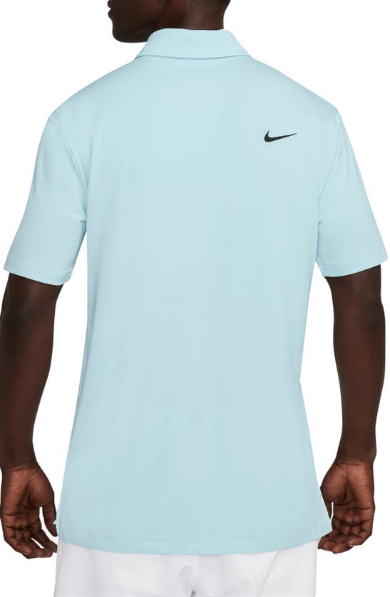 Shop Nike Dri-fit Tour Solid Golf Polo In Glacier Blue/ Black