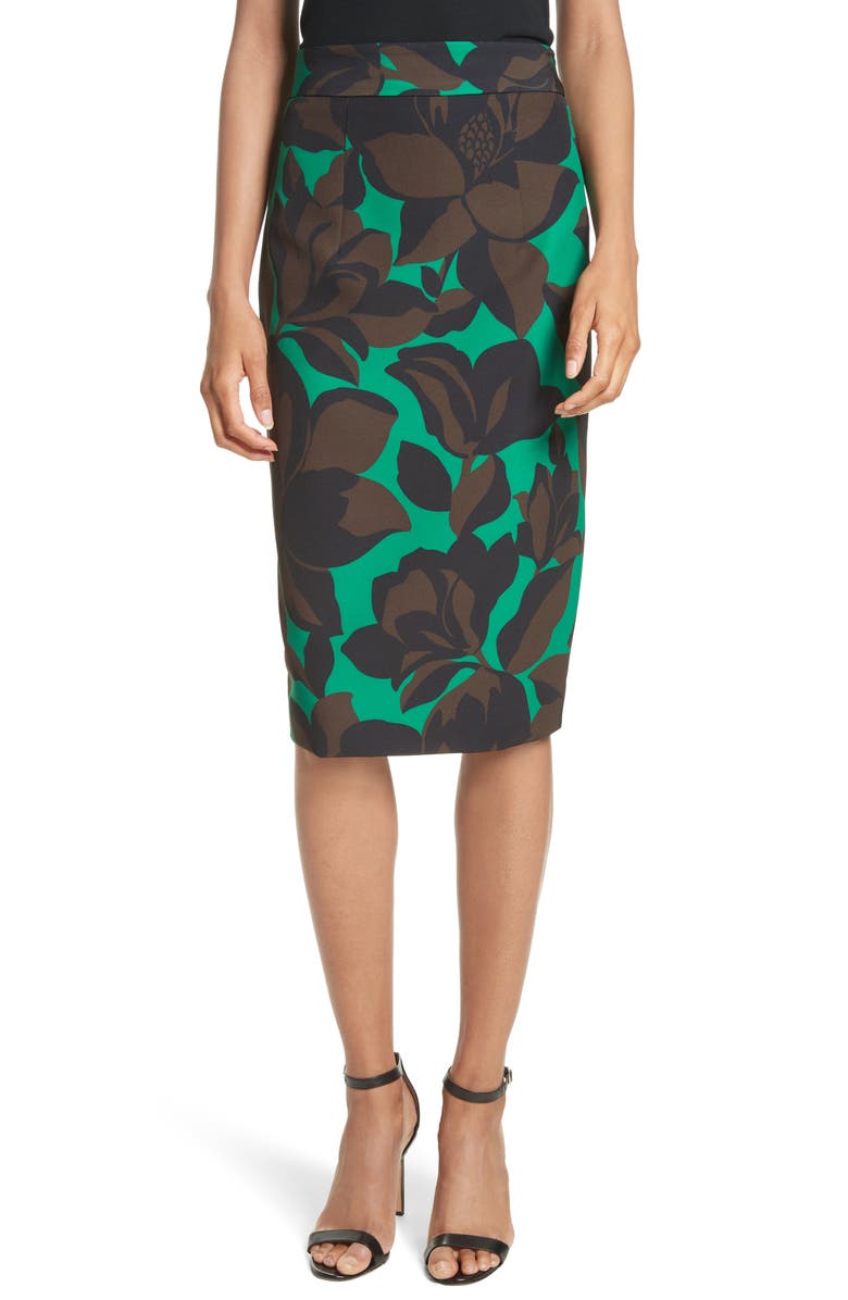 Milly Classic Floral Print Midi Skirt | Nordstrom