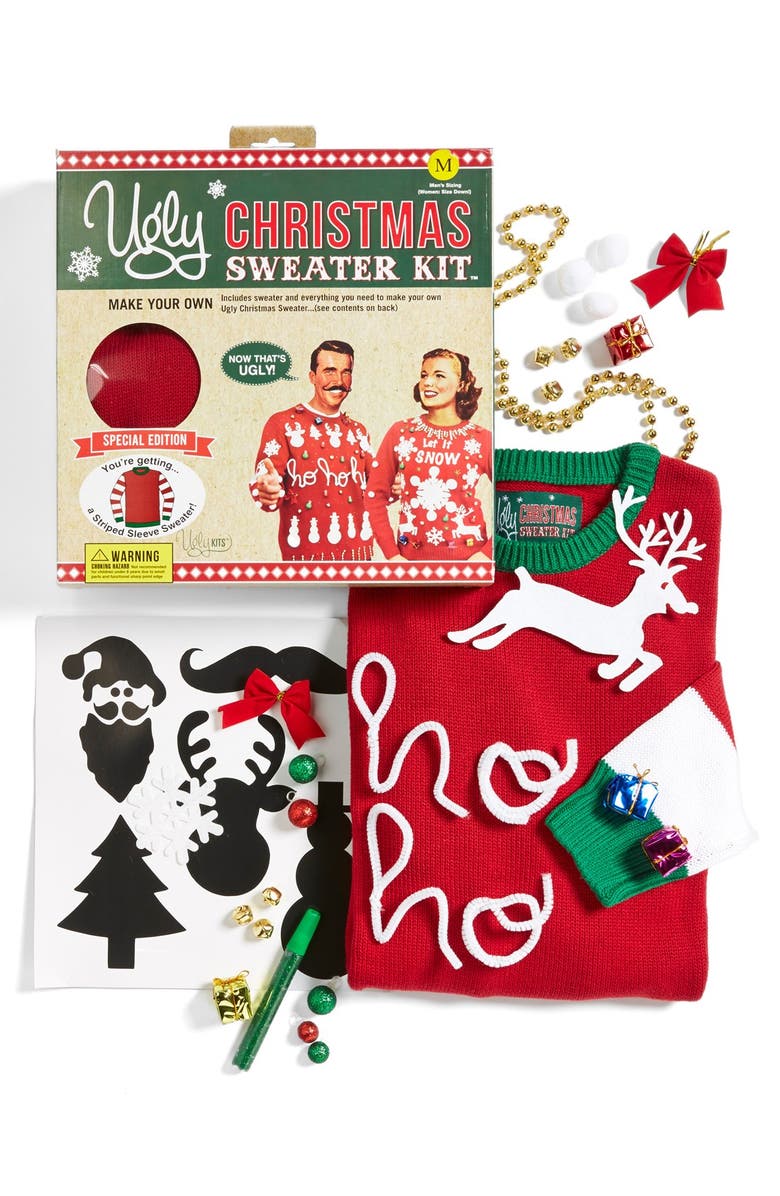 Ugly Christmas Sweater Striped Sleeve MakeYourOwn Sweater Kit