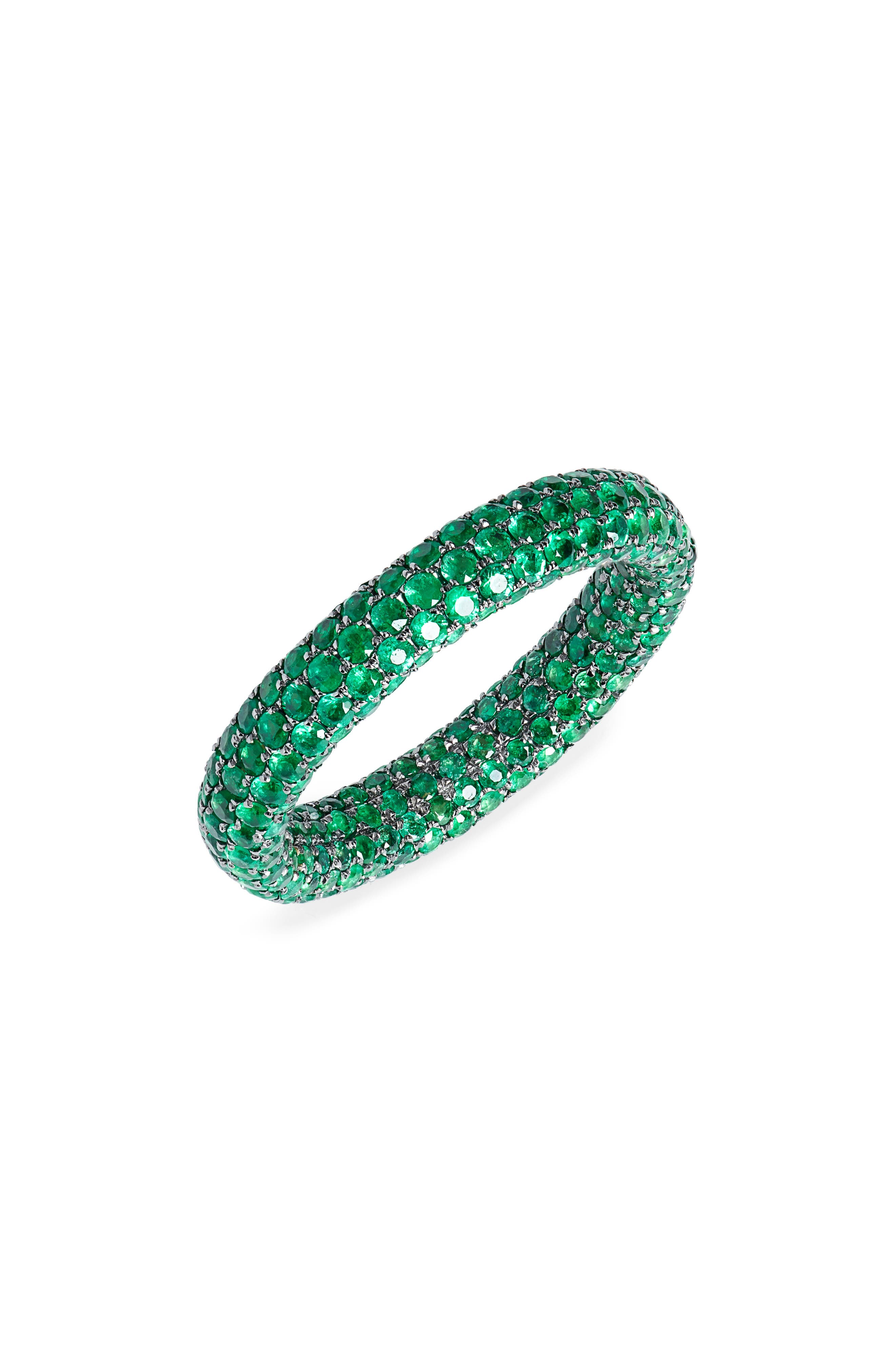 SHAY Emerald Inside & Out Ring in Emerald/black at Nordstrom, Size 7 Us