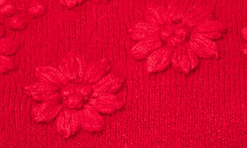 Shop Cece Floral Embroidered Mock Neck Sweater In Glamour Red