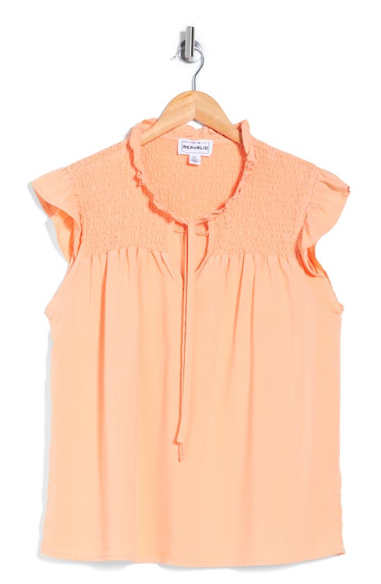 Shop For The Republic Smocked Ruffle Top In Light Tangerine