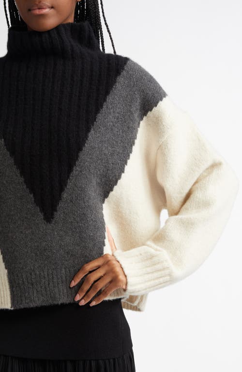 Shop Proenza Schouler Alma Intarsia Cashmere Blend Turtleneck Sweater In Ecru Multi