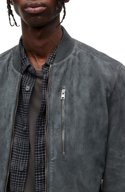 Shop Allsaints Kemble Suede Bomber Jacket In Concrete Grey