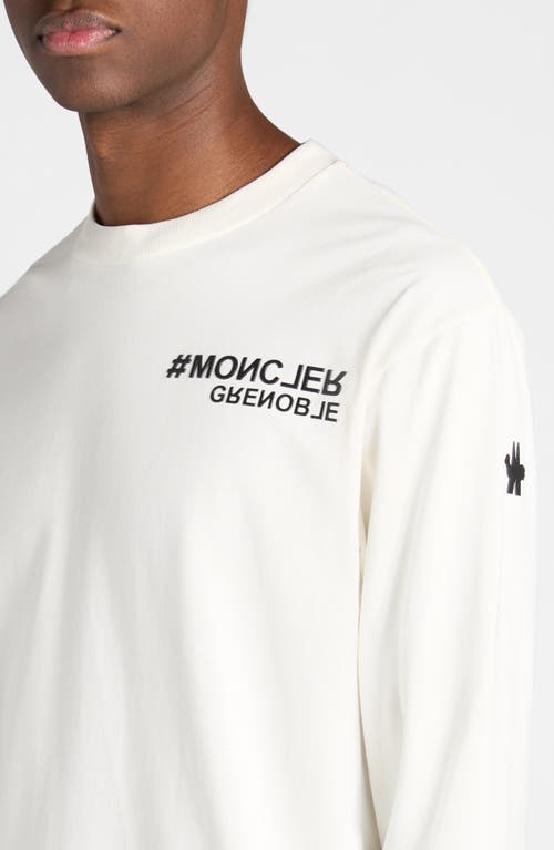 Shop Moncler Grenoble Logo Long Sleeve Cotton T-shirt In White