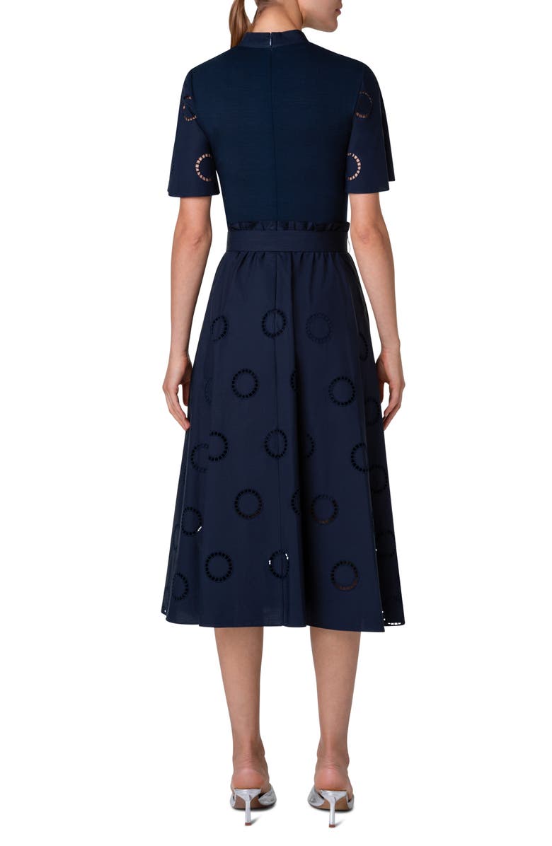 Akris punto Mixed Media Eyelet Midi Dress Nordstrom