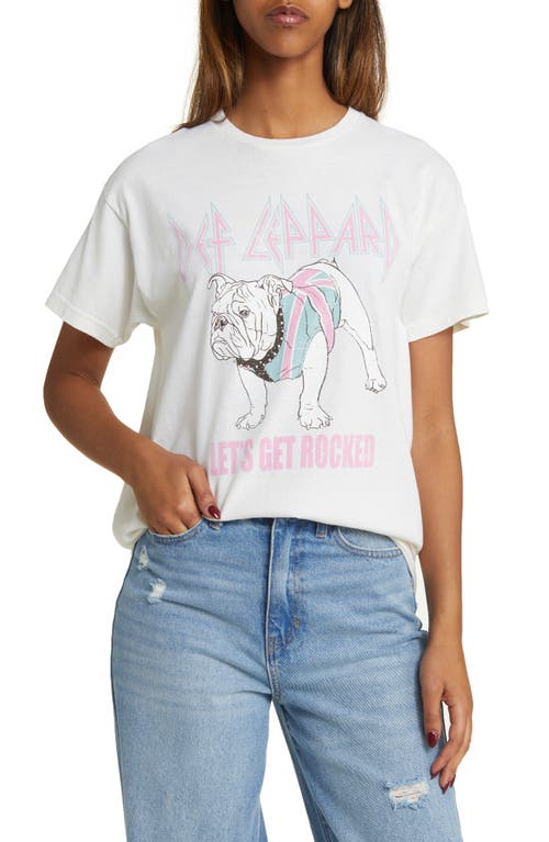 Def Leppard Rocked Cotton Graphic T-Shirt in Marshmallow