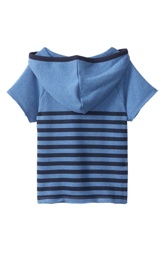 Hatley Babies' Stripe Short Sleeve Hoodie In Blue