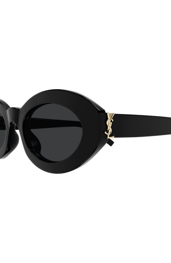 Shop Saint Laurent 52mm Round Sunglasses In Black