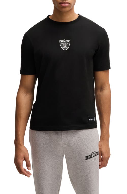 Shop Hugo Boss Boss X Nfl Stretch Cotton Graphic T-shirt In Las Vegas Raiders - Black