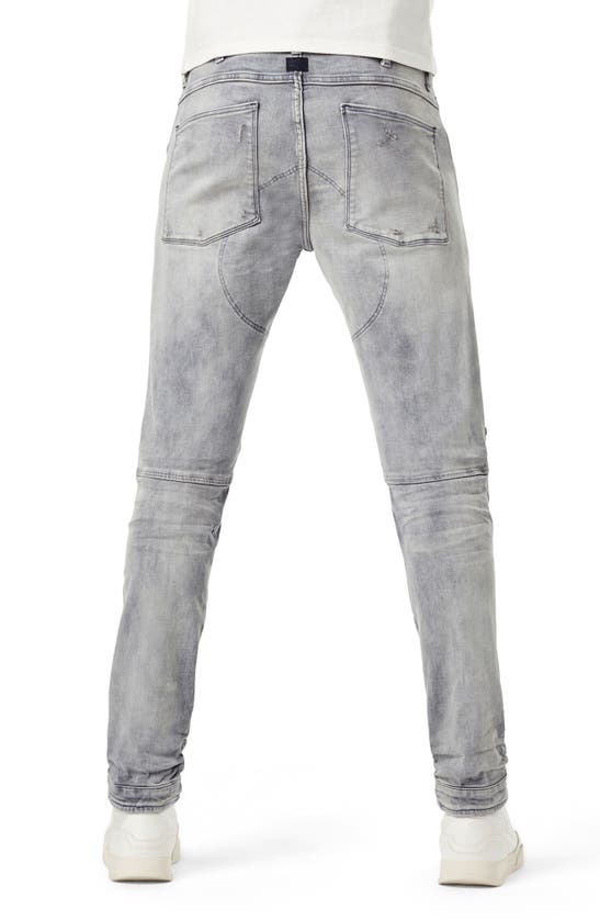 Shop G-star 5620 3d Zip Knee Distressed Skinny Jeans In Vintage Oreon Grey Destroyed