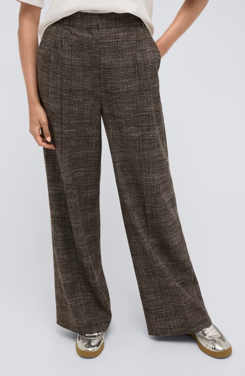 Kenneth Cole Glen Plaid Pleated High Waist Wide Leg Pants In Deep Bark