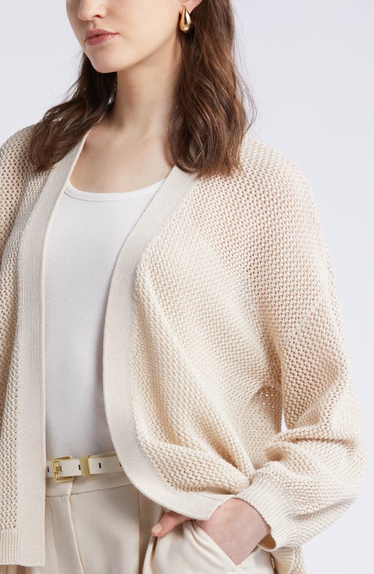 Shop Nordstrom Open Stitch Open Front Cotton Cardigan In Beige Beach