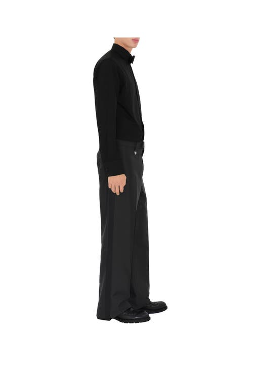 Burberry Tailored Shirt With Curved Hem And Point Collar In Black