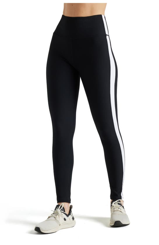 Electric Yoga Color Block Rib Legging In Black/white