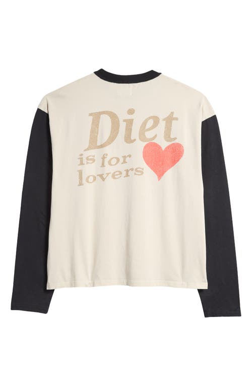 Shop Diet Starts Monday Lovers Colorblock Long Sleeve Graphic T-shirt In Antique White/black