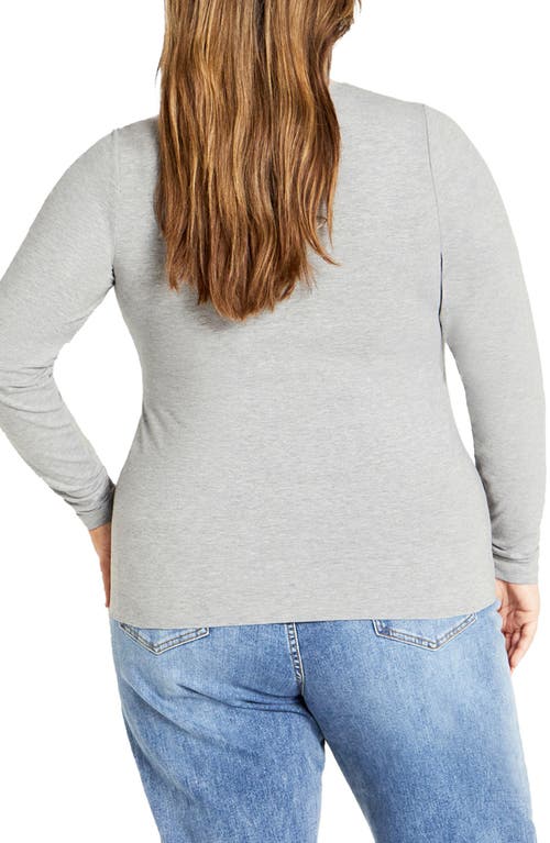 City Chic Liz Scoop Neck Jersey Top In Light Grey Marle