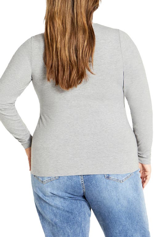 Shop City Chic Liz Scoop Neck Jersey Top In Light Grey Marle