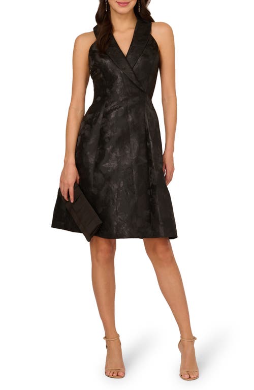 Adrianna Papell Metallic Floral Jacquard Sleeveless Fit & Flare Cocktail Dress Black at Nordstrom,