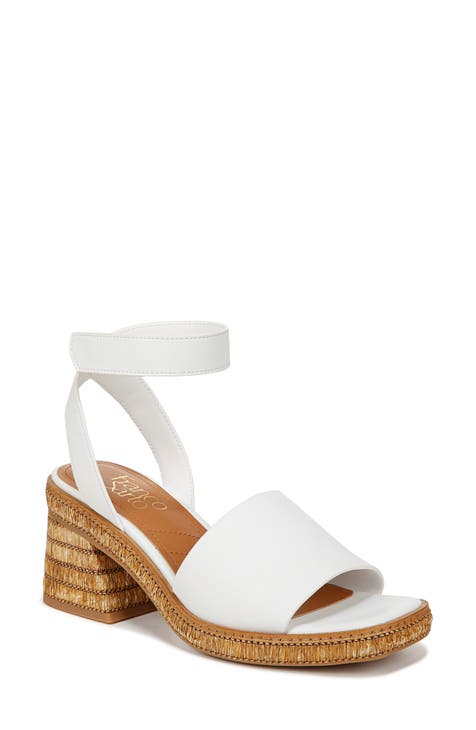 White Block-Heel Sandals for Women