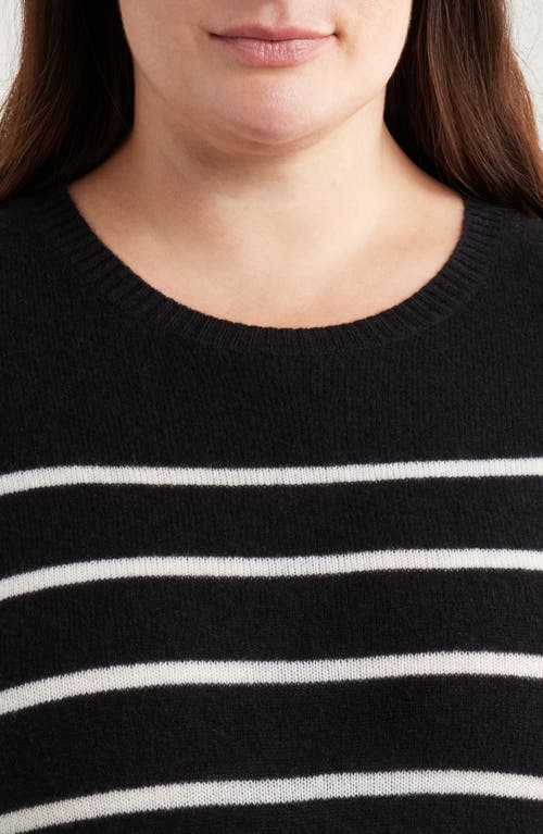 Shop Caslonr Caslon(r) Stripe Crewneck Cashmere Sweater In Black Rock