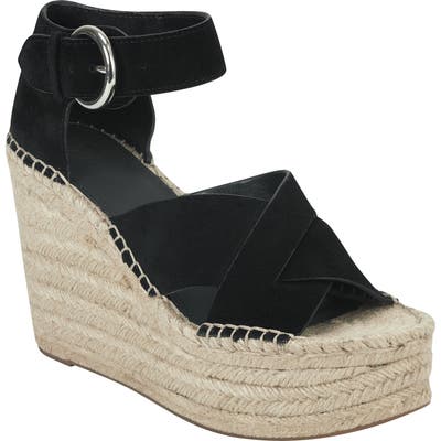 Marc Fisher Ltd Amari Ankle Strap Espadrille Wedge- Black