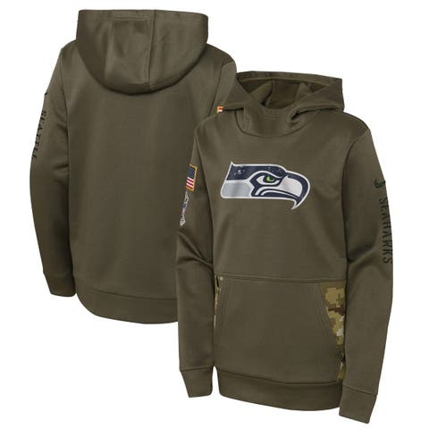 Youth Seattle Seahawks Nike Olive 2021 Salute To Service Therma