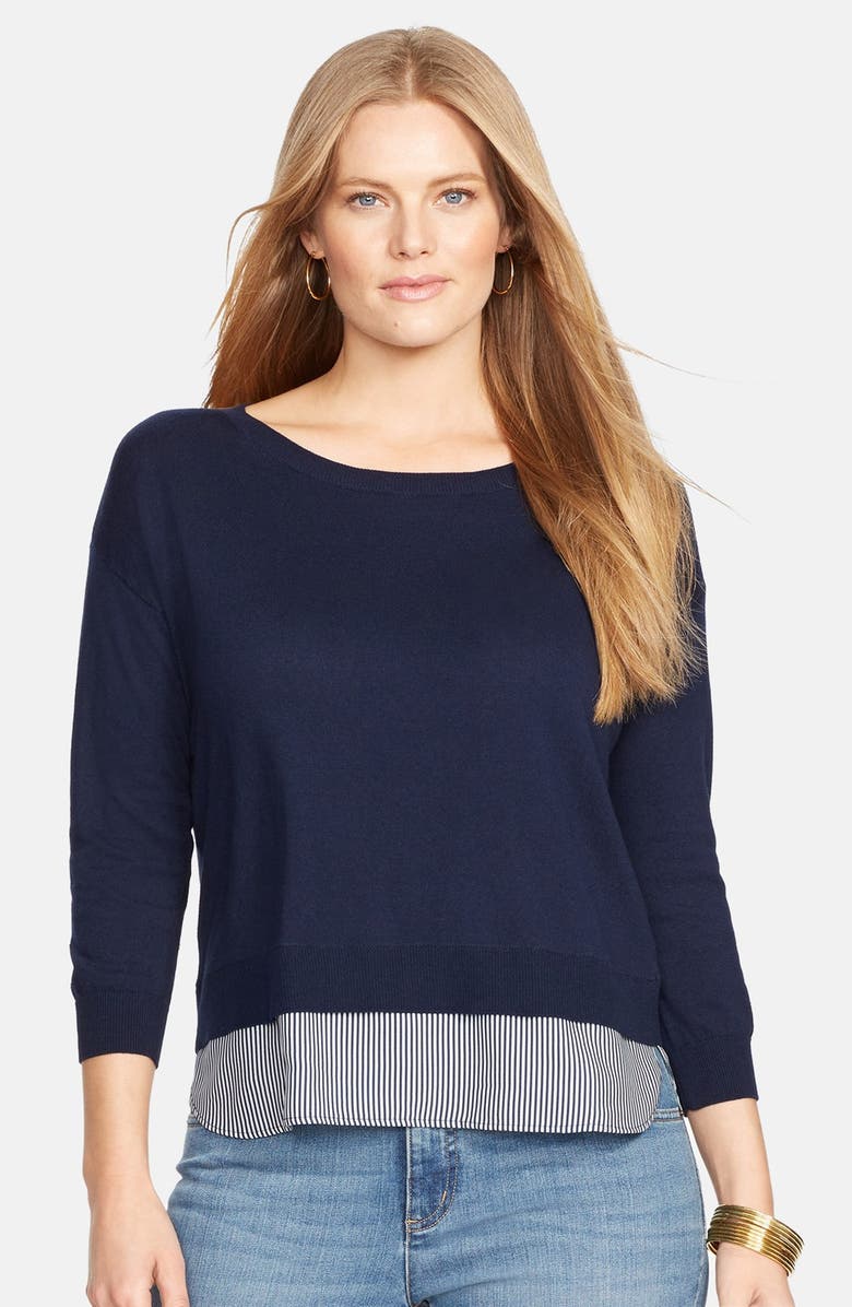 Lauren Ralph Lauren Layered Look Crewneck Sweater (Plus Size) | Nordstrom