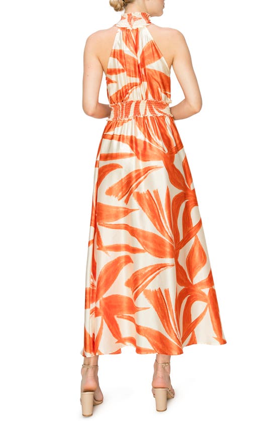 Shop Melloday Geo Mock Neck Maxi Dress In Orange Print