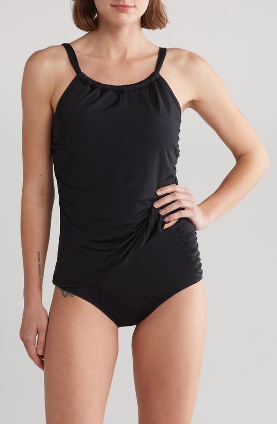 Jantzen Audry High Neck One-piece Swimsuit In Black
