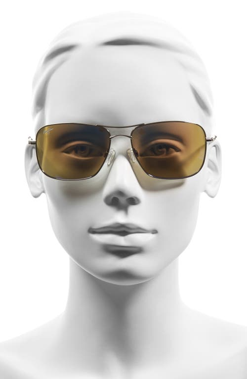 Maui Jim Cliff House 59mm Polarizedplus2 Metal Aviator Sunglasses - Silver/ Blue Hawaii In Silver/blue Hawaii