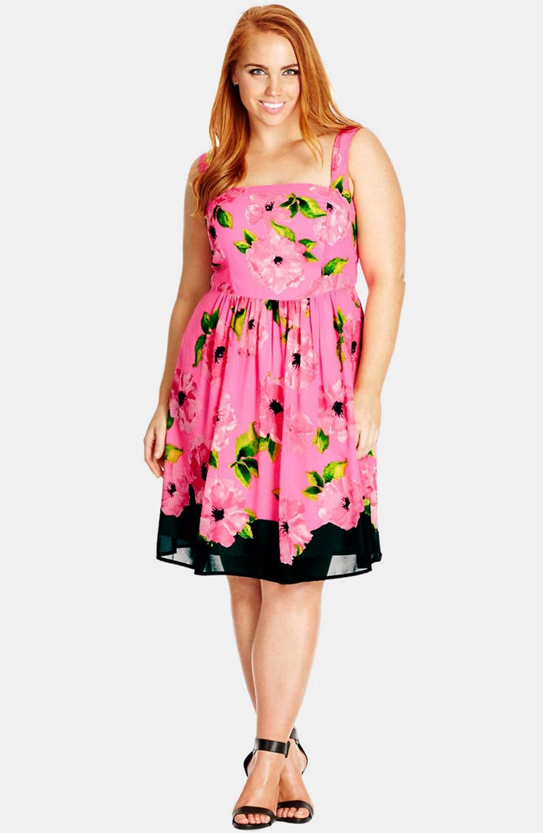 City Chic 'Pink Poppy' Sundress (Plus Size) | Nordstrom