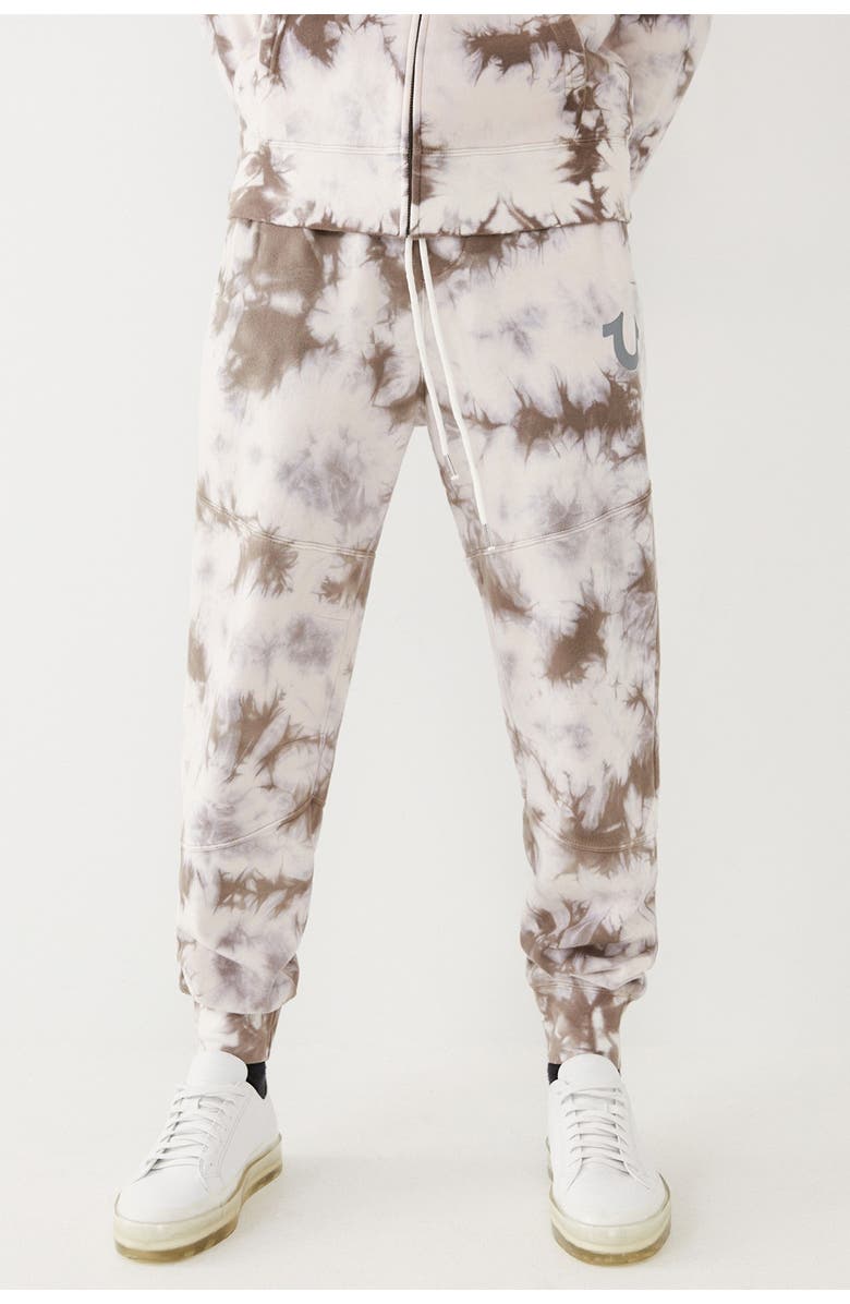 TRUE RELIGION Tie Dye Drawstring Joggers, Main, color, GILDEN BEIGE/ WHITE