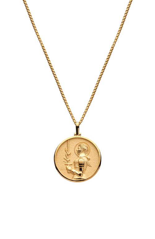 Awe Inspired Joan of Arc Pendant Necklace in Gold Vermeil