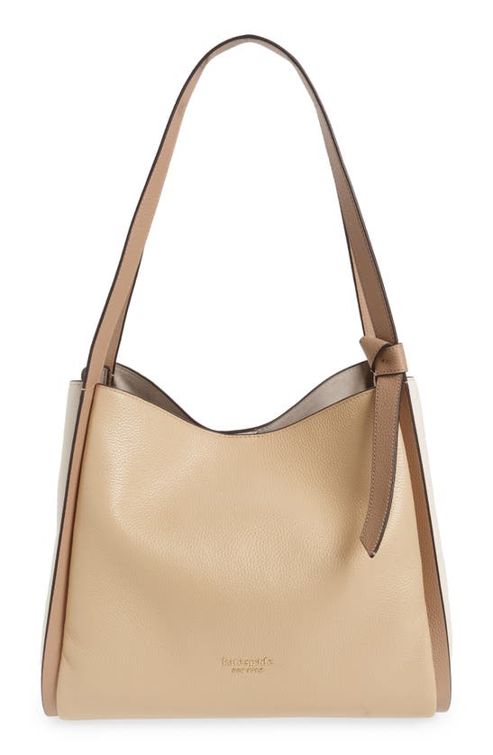 Kate Spade Knott Colorblocked Leather Medium Crossbody Tote In Warm Stone Multi