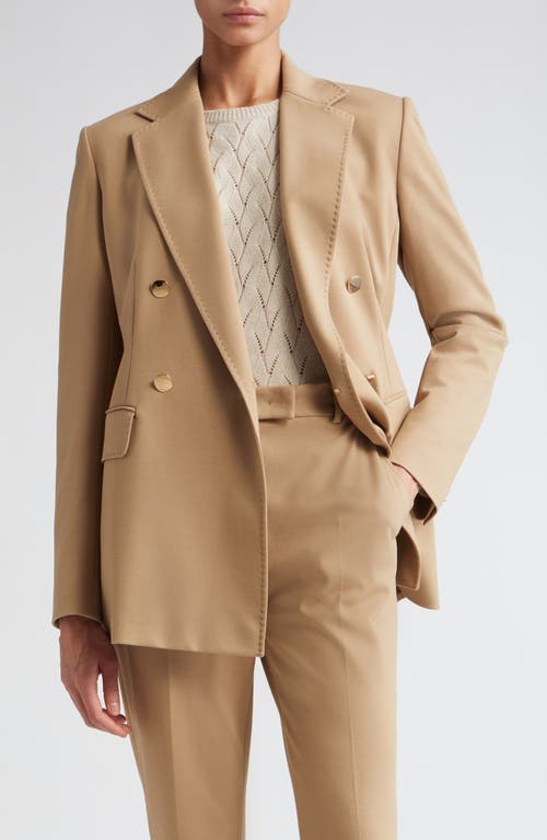 Max Mara Studio Tatiana Double Breasted Stretch Jersey Blazer Camel at Nordstrom,