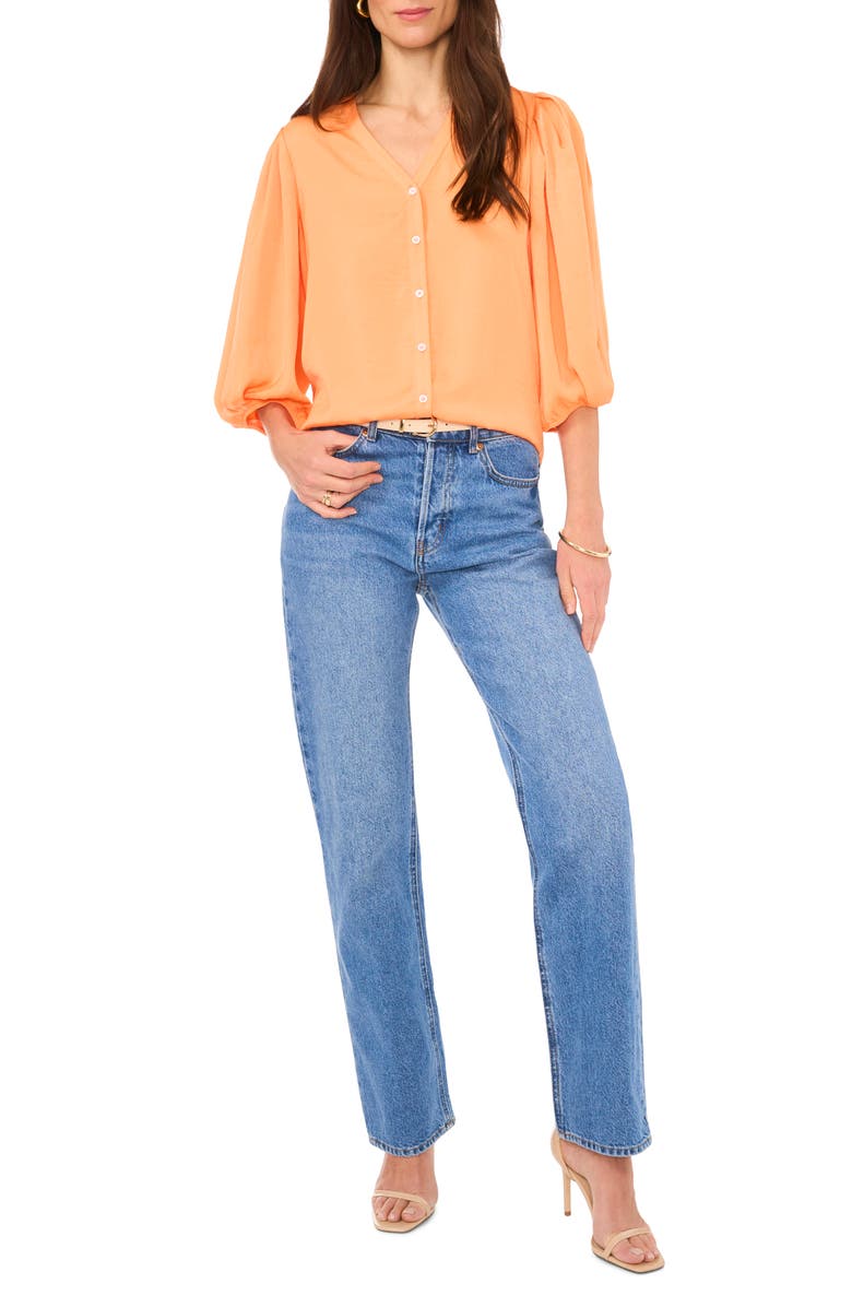 Vince Camuto Balloon Sleeve Satin Button Up Top Nordstrom 3617