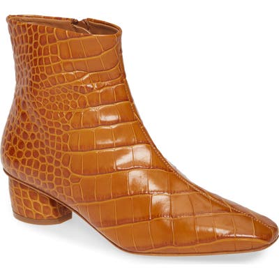 Loq Matea Croc Embossed Bootie, Brown