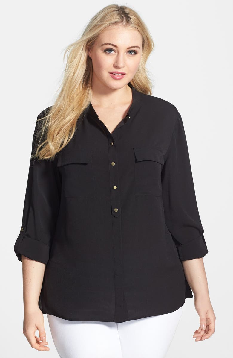 Anne Klein Roll Sleeve Shirt (Plus Size) | Nordstrom