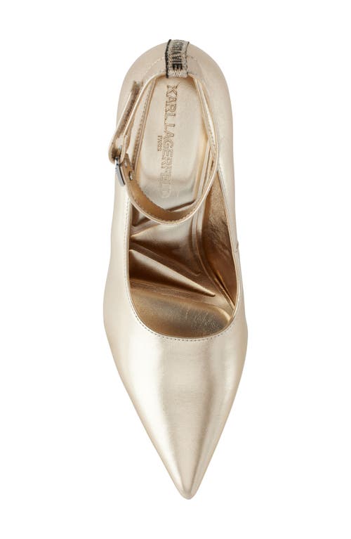 Karl Lagerfeld Sury Womens Metallic Man Made Ankle Strap In White Gold