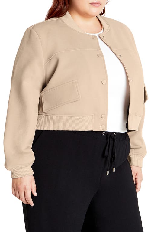Shop City Chic Ivy Crop Bomber Jacket In Nougat