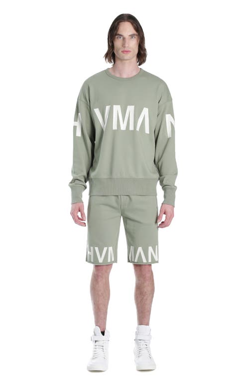 Shop Hvman Logo French Terry Sweat Shorts In Green