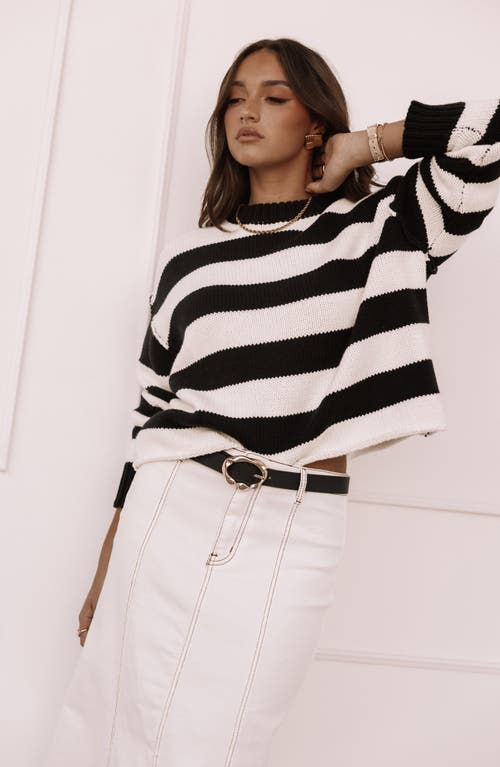 Petal And Pup Petal & Pup Gretchen Stripe Crewneck Sweater In Black