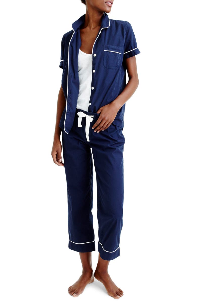 Vintage Cotton Pajamas, Main, color, NAVY