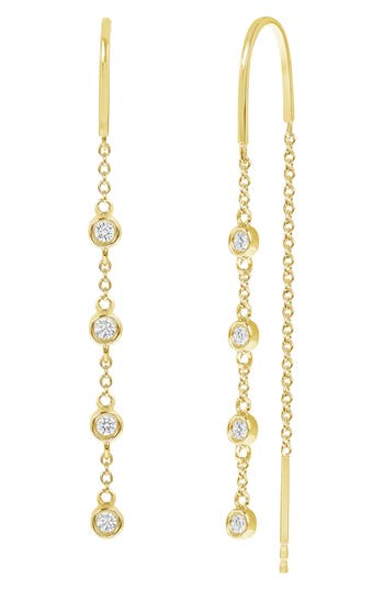 Ron Hami 14k Yellow Gold Bezel Diamond Drop Threader Earrings