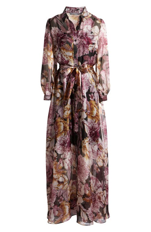 Shop Julia Jordan Floral Long Sleeve Maxi Shirtdress In Black Multi