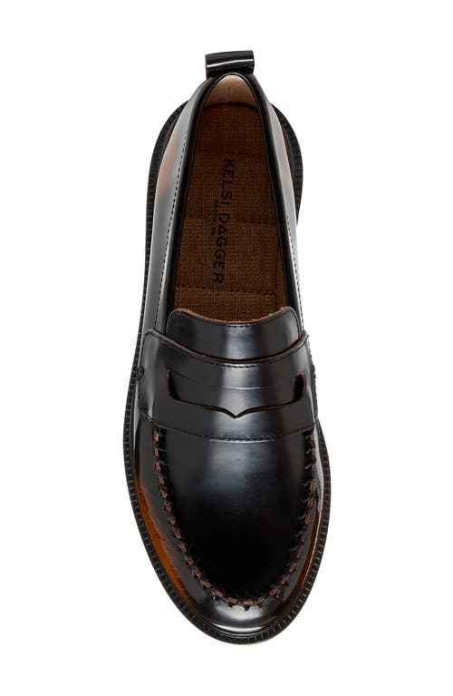 Kelsi Dagger Brooklyn Lens Penny Loafer In Black/cognac